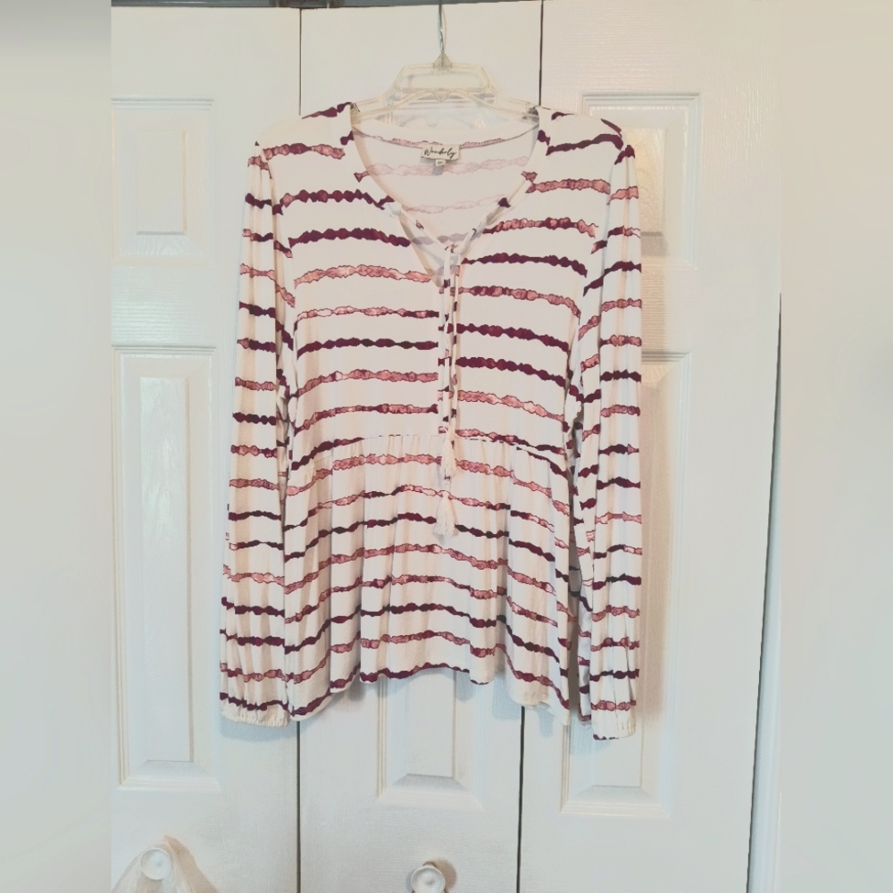 Pre-owned Women's Wonderly Peasant Long Sleeve Top. XL
